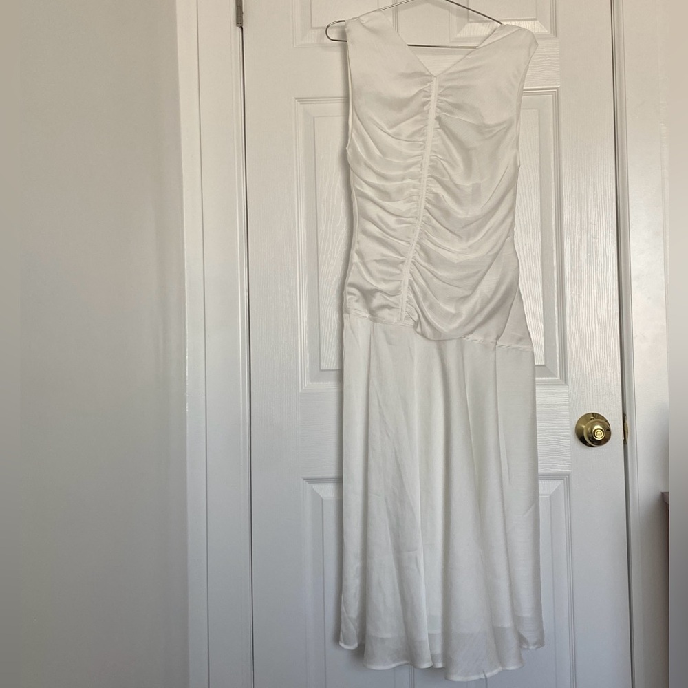 NWT BCBGMaxAzria Ruched Drop Waist Midi Dress - Picture 3 of 12